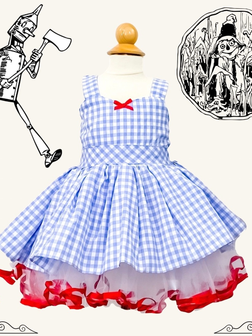 Girls Dorothy Wizard of Oz Costume Dress 4/5T Blue Gingham Halloween Tutu